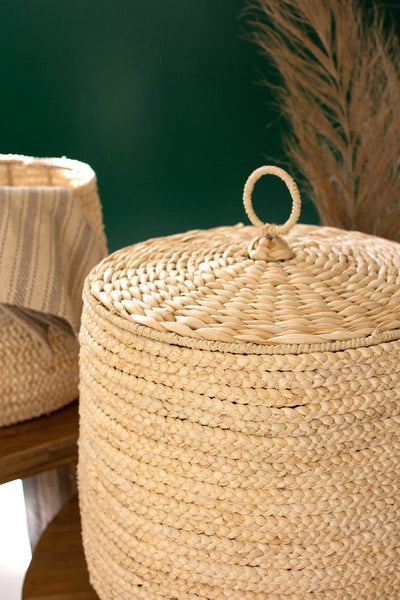 Set Of Three Woven Seagrass Hamper Baskets