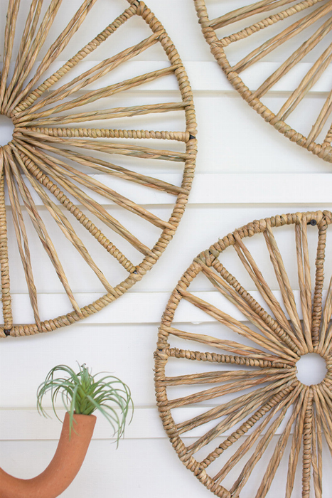 Set Of Three Spoked Seagrass Wall Art