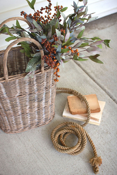 Set Of Two Tall Oval Wicker Baskets