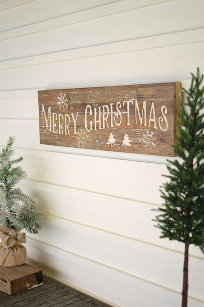 Merry Christmas Sign On Recycled Wood