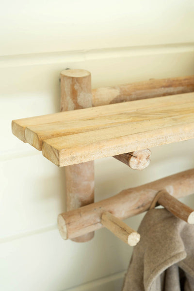 Reclaimed Wood Shelf With Coat Rack