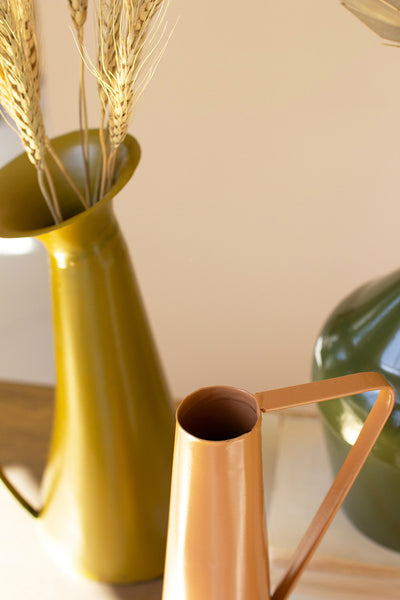 Set Of Four Painted Metal Vases With Handles