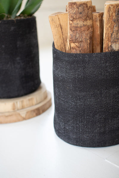 Set 2 Black Cotton Stone Washed Baskets