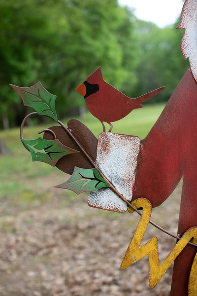 Painted Metal Welcome Santa Yard Art