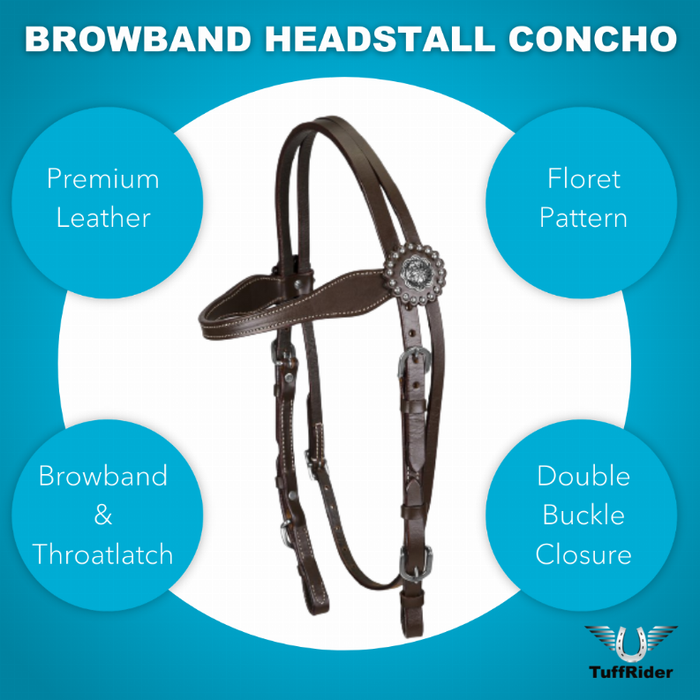 Tuffrider Western Browband Concho Headstall