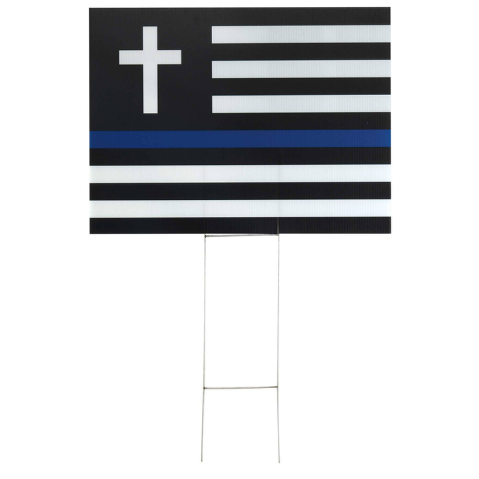 Yard Sign Thin Line Flag With Cross