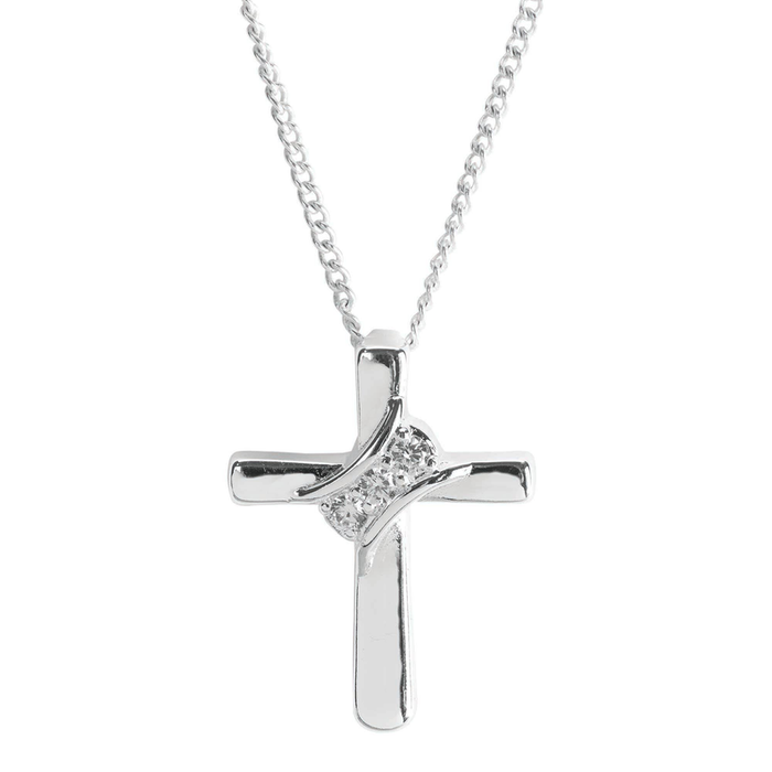 The Trinity Cross Cz Sash Cross Necklace