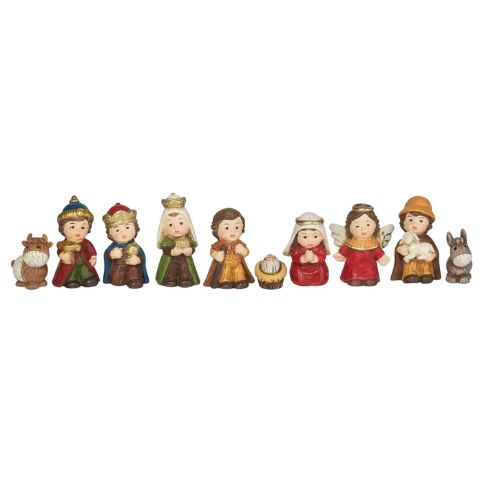 9 Piece Nativity Resin 1.75"h