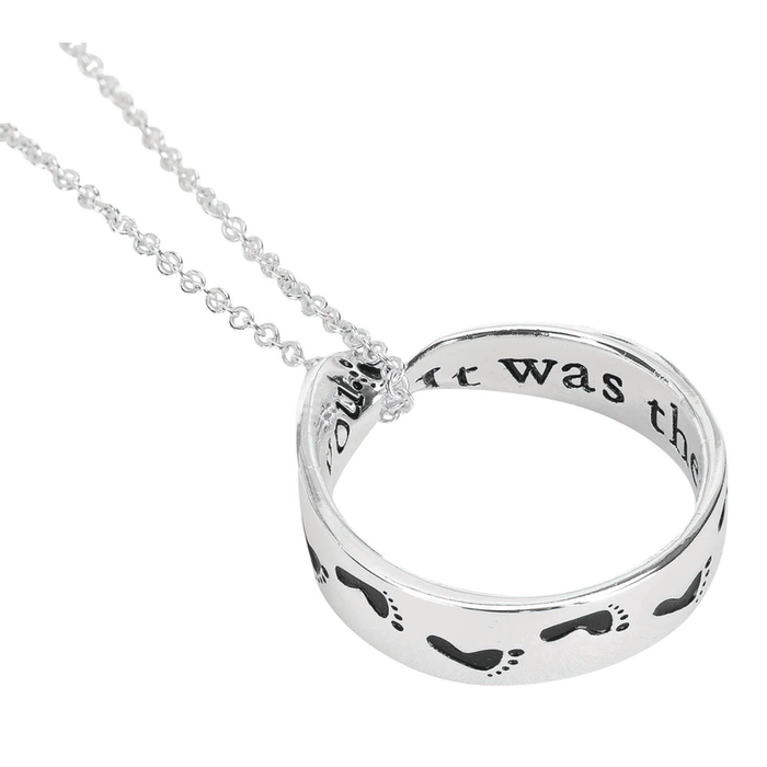 Footprints Wide Mobius Ring Necklace