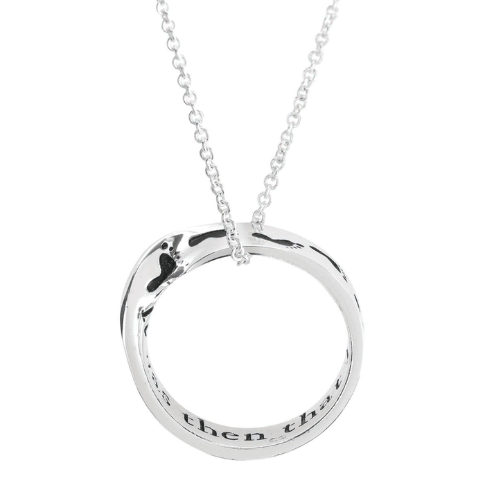 Footprints Wide Mobius Ring Necklace