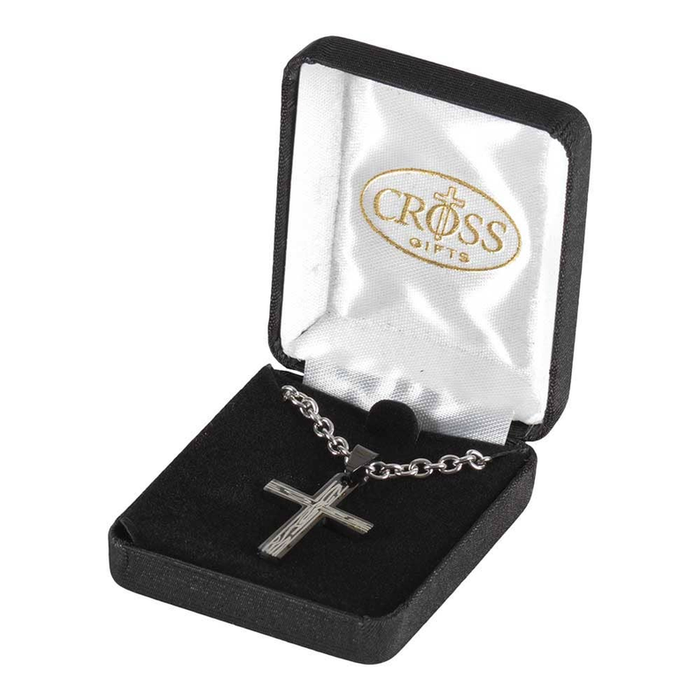 Bud Cross/cz Silver Plate  Chain