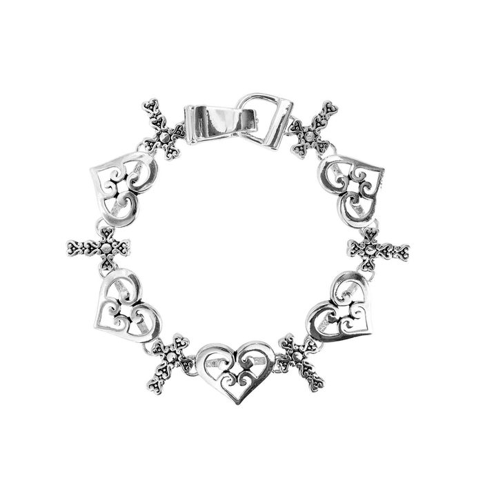 Bracelet Cross Magnetic Link Silver