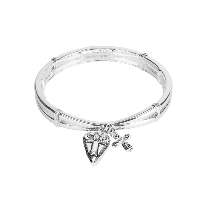 Bracelet Faith Heart Cross Stretch