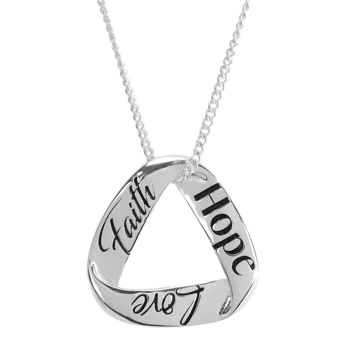 Faith, Hope, And Love Mobius Triangle Necklace