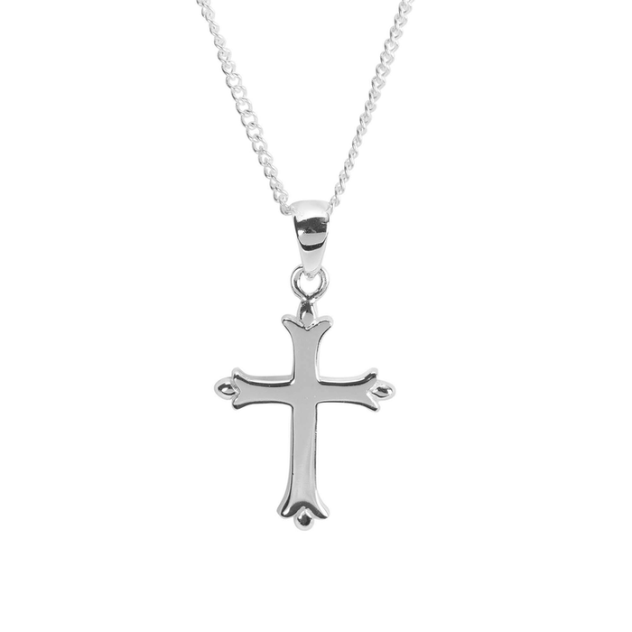 Necklace Bud Cross  Silver Chain