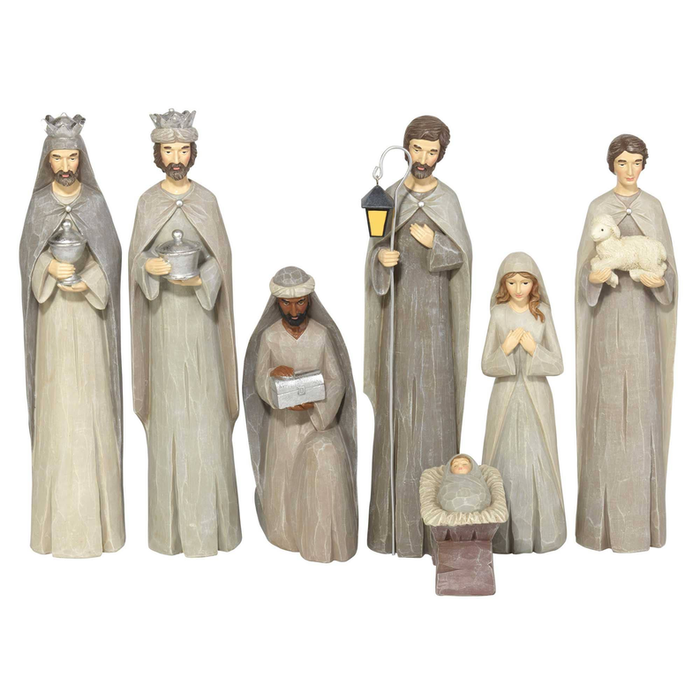 7 Piece Wood Carved Nativity