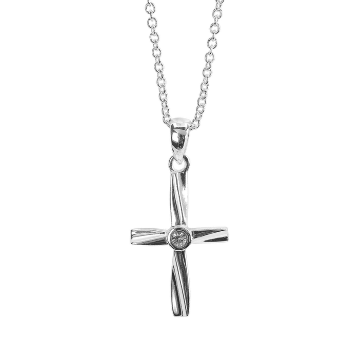 Necklace The Cross Ribbon/crystal 18in