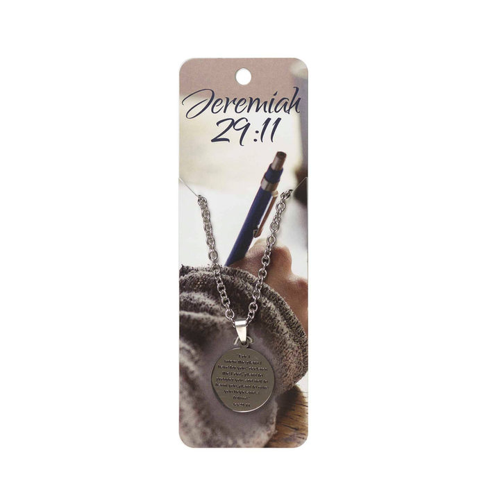 Jeremiah 29:11 Disc Cross Stainless Steel Necklace