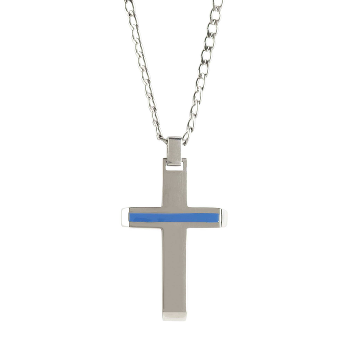 Necklace 24in Policeman Cross Stainless