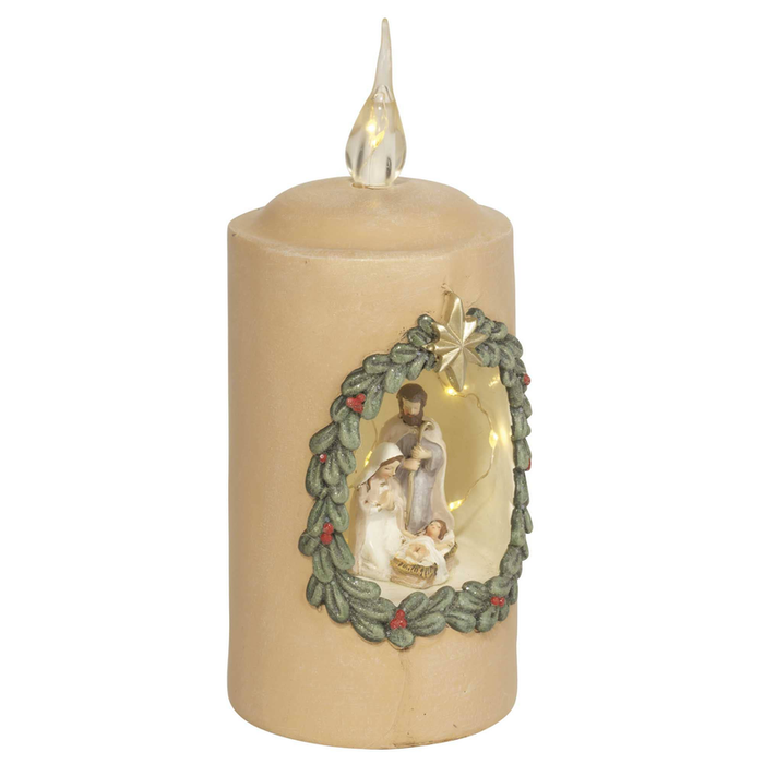 1 Piece Led Holy Family In Candle