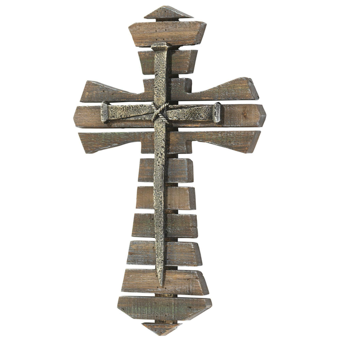 Wood Wall Cross Nails Resin