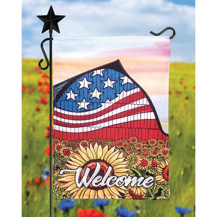 Welcome Americana Barn Garden Double Applique Flag