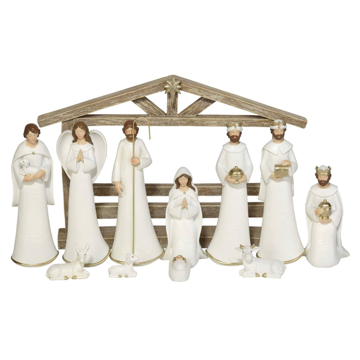 11 Piece Nativity With Creche