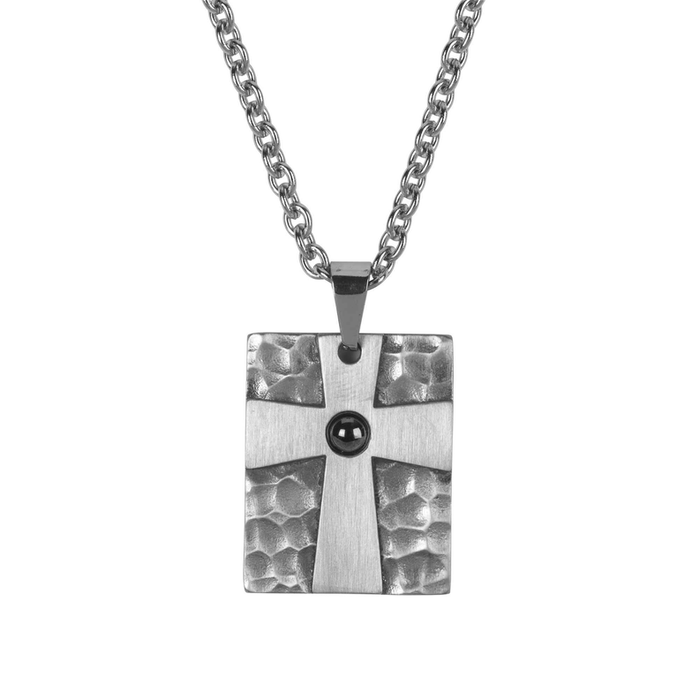 Necklace Dogtag Cross  Steel Chain