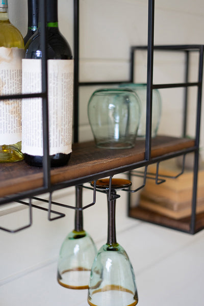 Metal And Wood Cubed Wall Wine Bar