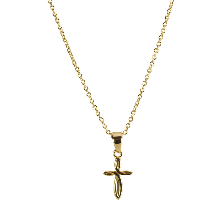 Necklace Mini Ribbon Cross Plated