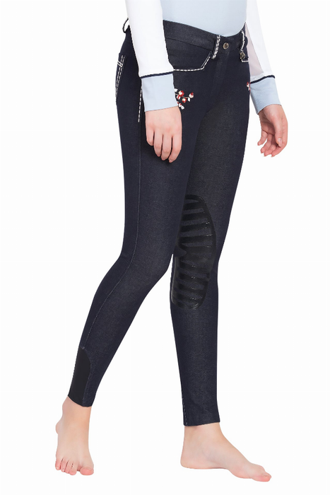 Equine Couture Ladies Alice Denim Embroidered Breeches