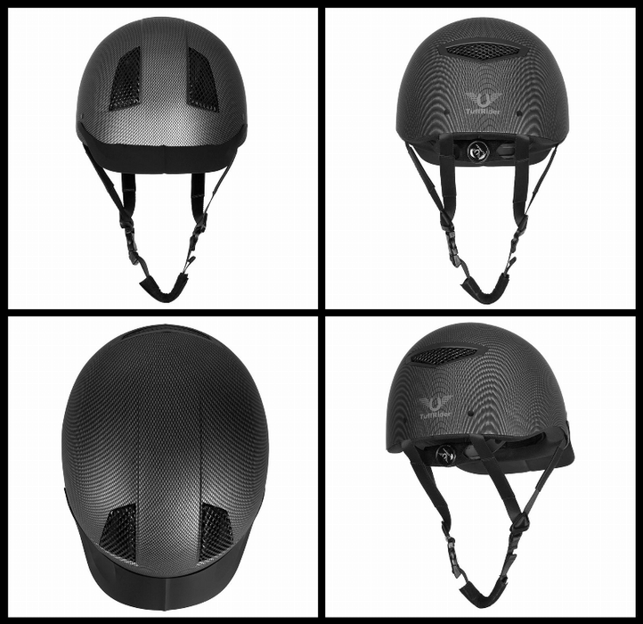 Tuffrider Carbon Fiber Shell Helmet| Schooling Protective Head Gear For Equestrian Riders - Sei Certified, Tough And Durable - Black