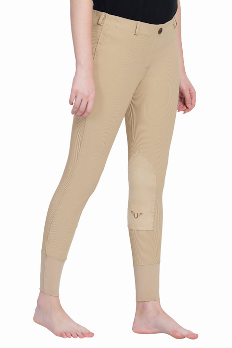 Tuffrider Ladies Ribb Lowrise Pull-on Knee Patch Breeches