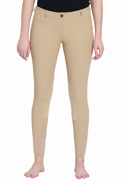 Tuffrider Ladies Ribb Lowrise Pull-on Knee Patch Breeches