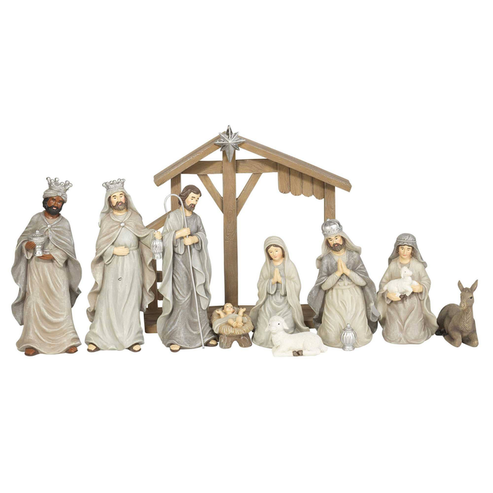 10 Piece Nativity W/creche