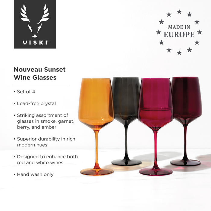 Reserve Nouveau Crystal Wine Glasses By Viski